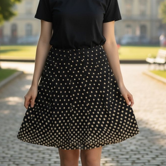 Poka Dot A-line Flowy Skirt - Picture 1 of 7